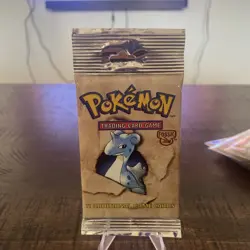 Pokemon TCG Fossil Booster Pack Unlimited 1999 WOTC Lapras Art Sealed Long Crimp - Image 1