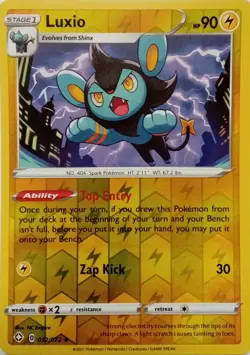 032/072 LUXIO REVERSE HOLO SHINING FATES POKEMON CARD - Image 1