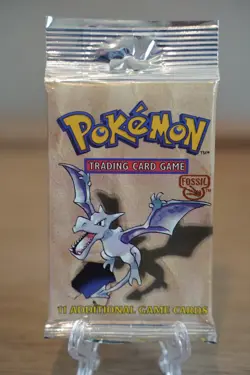 Pokemon WOTC Fossil Unlimited Booster Pack Vintage Sealed TCG Aerodactyl - Image 1