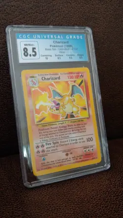Pokemon TCG Charizard - Base Set - UNLIMITED - 4/102 Holo + CGC 8.5 + SUB GRADES - Image 1