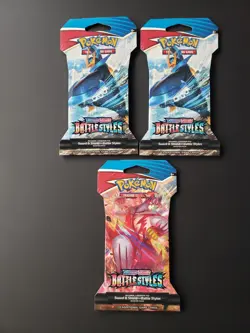 Pokemon TCG Battle Styles Sleeved Booster Pack Lot of 3 Packs Factory Sealed - Image 1