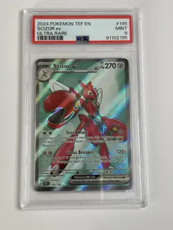 2024 Pokemon TEF EN SCIZOR ex Ultra Rare #195 PSA 9 - Image 1