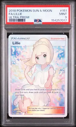 2018 POKEMON SUN & MOON ULTRA PRISM #151 FULL ART/LILLIE PSA 9 - Image 1