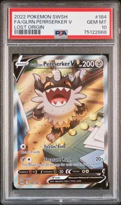 2022 POKEMON SWSH LOST ORIGIN 184/196 FULL ART GALARIAN PERRSERKER - PSA 10 2868 - Image 1