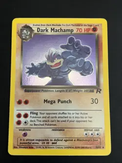 Pokemon Dark Machamp Holo Rare TCG Team Rocket Card 10/82 Unlimited NM - Image 1