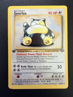 Pokemon TCG Snorlax 1st Edition Jungle Set 1999 Non Holo 10/64 NM - Image 1