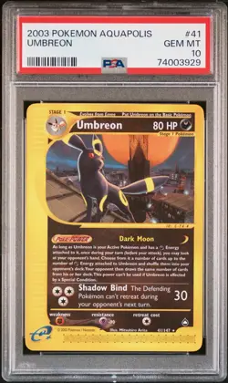 2003 Pokemon Umbreon Aquapolis #47 NON HOLO PSA 10 Gem Mint - Image 1