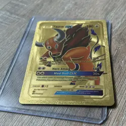 Taurus GX Premium Gold Foil Fan Art Textured Collector Pokemon Card HP 180 - Image 4