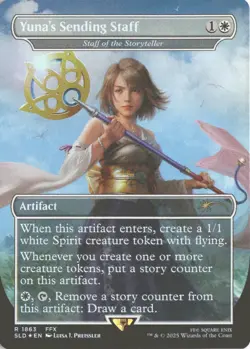 MTG Yuna's Sending Staff (1863) *Rainbow Foil* Secret Lair: Final Fantasy MT/NM - Image 1
