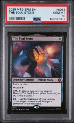 2025 MTG MARVEL'S SPIDER-MAN #0066 THE SOUL STONE PSA 10 - Image 1
