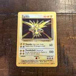 Pokemon TCG Zapdos 16/102 Base Set Holo Rare Unlimited English HP 90 1999 - Image 1