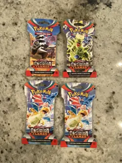 4X Pokemon TCG Scarlet & Violet Obsidian Flames Booster Packs Sealed Hanger - Image 1