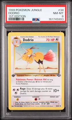 1999 POKEMON JUNGLE 1ST EDITION #34 DODRIO PSA 8 - Image 1