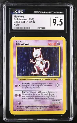 Mewtwo Holo Base Set Unlimited 10/102 CGC 9.5 MINT+ Pokemon - Image 1