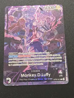 NM Monkey.D.Luffy OP09-061 Alt Art Leader 2nd Anniversary Four Emperors - Image 1