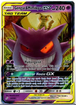 GENGAR & MIMIKYU TAG TEAM GX 2019 POKEMON TCG SM: TEAM UP #53/181 FULL ART! - Image 1