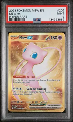 2023 Pokemon Mew En-151 Mew EX Hyper Rare Card #205/165 PSA 9 Mint - Image 1