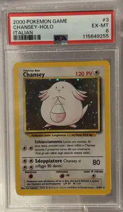 2000 POKEMON GAME #3 CHANSEY-HOLO ITALIAN PSA 6 EX-MT - Image 1