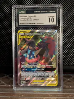 Pokemon Greninja & Zoroark GX Alternate Art 201 Unbroken Bonds CGC 10 Gem Mint - Image 1