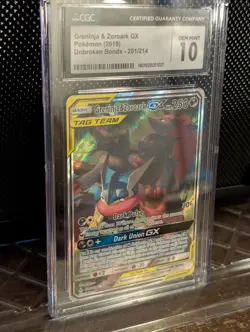 Pokemon Greninja & Zoroark GX Alternate Art 201 Unbroken Bonds CGC 10 Gem Mint - Image 2