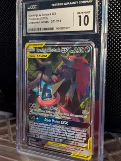 Pokemon Greninja & Zoroark GX Alternate Art 201 Unbroken Bonds CGC 10 Gem Mint - Image 3