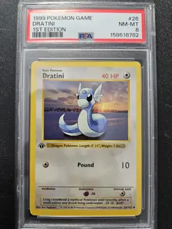 Pokemon PSA 8 1st Edition Shadowless Base Set Dratini 26/102 NM-MINT - Image 1
