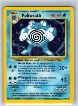 Poliwrath 13/102 Holo Rare Base Set Unlimited Pokemon Moderately Played - Image 1