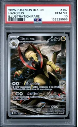2025 POKEMON BLK EN-BLACK BOLT ILLUSTRATION RARE #147 HAXORUS PSA 10 - Image 1