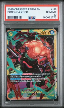 One Piece PRB02 Roronoa Zoro SEC OP06-118 PSA 10 GEM MT - Image 1