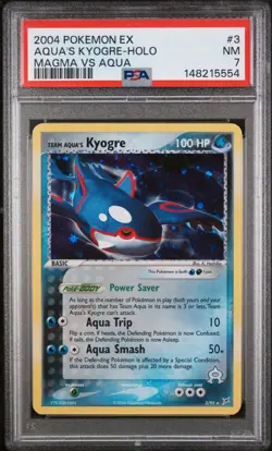 Pokemon Team Aqua's Kyogre 3/95 Holo Rare Magma vs Aqua PSA 7 NM - Image 1