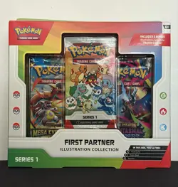 Pokemon TCG First Partner Illustration Collection Series 1 Sealed Box 3 Cards - Image 1