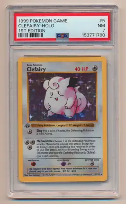 PSA 7 Pokemon Base Set 1st Edition Holo Rare Clefairy 5/102 NEAR MINT Condition! - Image 1