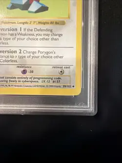 1999 Pokemon Game PORYGON 1ST EDITION 39/102 PSA 8 NM-MT - Image 5