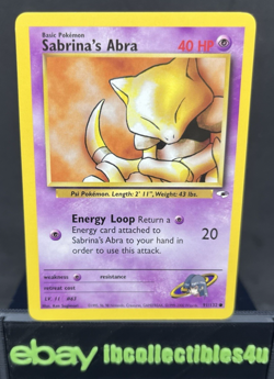 Sabrina's Abra Gym Heroes Pokemon Card 91/132 Wotc 2000 NM Free Shipping - Image 1