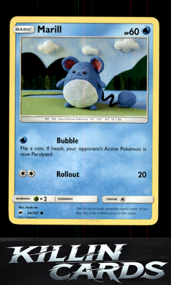 Marill 34/147 Pokemon Common SM - Burning Shadows Card LP - Image 1