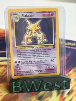 Alakazam LP base set 2 Holo Rare 1/130 English Pokemon TCG Vintage - Image 1