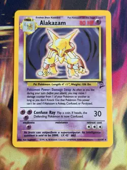 Alakazam LP base set 2 Holo Rare 1/130 English Pokemon TCG Vintage - Image 2