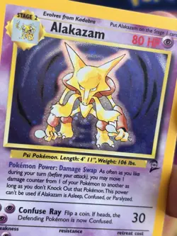 Alakazam LP base set 2 Holo Rare 1/130 English Pokemon TCG Vintage - Image 3