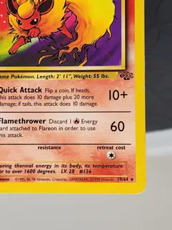 Flareon 19/64 Jungle Non-Holo Rare WOTC Vintage Pokemon Card 1999 Very Good - Image 5