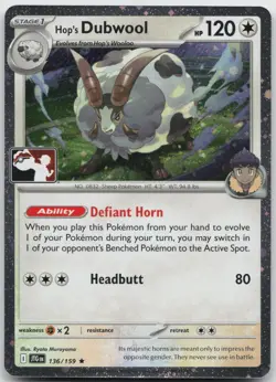 Hop's Dubwool (Cosmos Holo) 136/159 Prize Pack Series Cards Pokemon NM/M Pokemon - Image 1