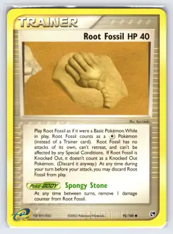 Root Fossil HP 40 92/100 2003 EX Sandstorm Pokemon Card Nintendo Trainer- Nm/Vlp - Image 1
