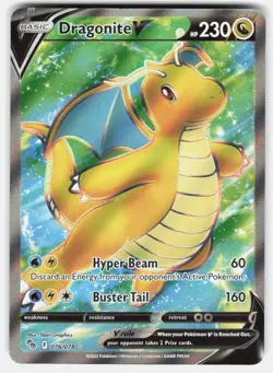 Dragonite V (Full Art) Holo Ultra Rare Pokemon GO 076/078 LP - Image 1