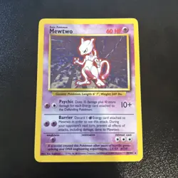 1999 Pokemon TCG Mewtwo Base Set Holo Unlimited Rare Card 10/102 LP - Image 1