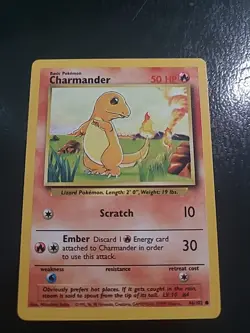 Charmander 46/102 - Base Set Unlimited Pokemon Card WOTC Vintage NM - Image 1