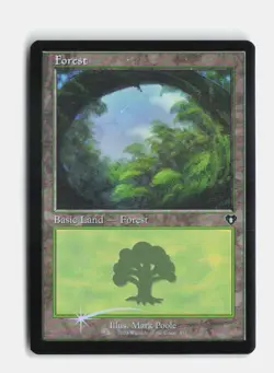 Forest () (Retro Frame) 451 Foil Commander Masters MTG NM - Image 1