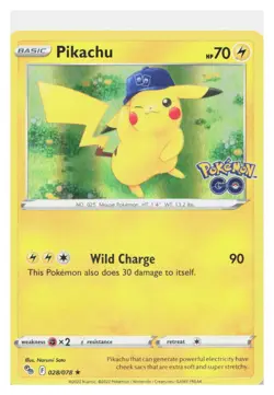 PIKACHU 028/078 HOLO RARE POKEMON GO POKEMON NEAR MINT - Image 1
