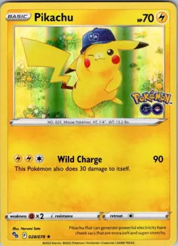 Pikachu Holo Rare Pokemon GO 028/078 NM - Image 1