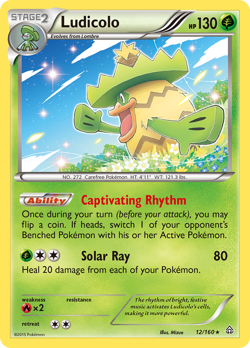 Ludicolo 12/160 Holo Rare Primal Clash Pokemon Lightly Played - Image 2