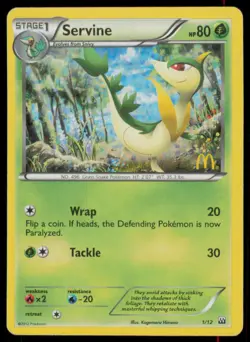 Servine 1/12 Holo Promo McDonald's Promos 2012 Pokemon Heavily Played - Image 1