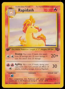 Rapidash 44/64 1st Edition Uncommon Jungle Pokemon Heavily Played - Image 1